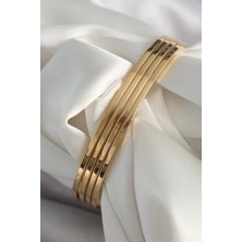 TRY Ajda 4'lü Gold Kadın Ince Ajda Bilezik - 3155-4