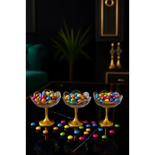 Gülümseten Avm Gold Ayaklı Cam Lotus Çiçeği Desenli Sunum Kasesi – Kahve Yanı Atıştırmalık ve Şekerlik - 3’lü Set - Beyaz