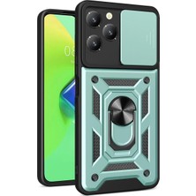 Magicool Infinix Hot 40 Pro Kılıf Pars Lens Yüzüklü Silikon - Yeşil