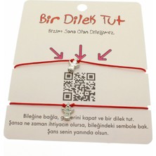 TRY Gümüş Renk Kırmızı Ip Melek Arkadaş  Bilekliği - 1859