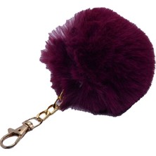 TRY Patlıcan Moru Renk Peluş Ponpon Anahtarlık  973