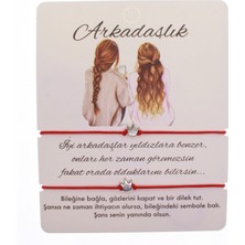 TRY Gümüş Renk Kırmızı Ip Taç Arkadaş  Bilekliği - 1605