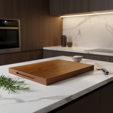 Qarqa Doğal Ceviz Ekstra Kalın Şef Tipi Kesme Tahtası -45X30X3 cm -Lazerle Kişiselleştirme