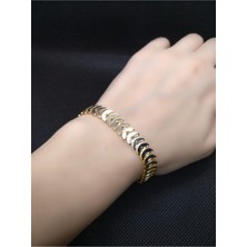 TRY Balık Kılçığı Yassı Gold Kaplama Künye Bileklik
