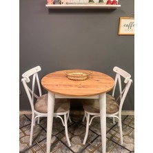 Vogue Tasarım ve Aksesuar 80 cm Yuvarlak Yemek Mutfak Balkon Masası Beyaz Mermer Desenli Şık & Dayanıklı