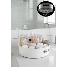 Heredot 360 Derece Döner Beyaz Banyo Mutfak Düzenleyici Organizer Toparlayıcı Tepsi MIT1286