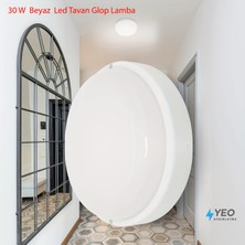 Yeo Aydınlatma Modern Yuvarlak Tavan Armatürü - Suya Dayanıklı Banyo ve Koridor Lambası, Dekoratif Beyaz Glop Aydınlatma