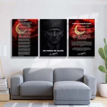 Dekorica Okullar Için Atatürk Köşesi 3’lü Set Cam Tablo