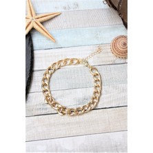 TRY Gold Kaplama Orta Boy Gourmet Zincir Halhal
