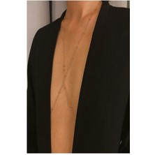 TRY Kadın Mini Top Boncuklu Stylish Vücut Zinciri, Bel Zinciri, Vücut Aksesuarı - Gold