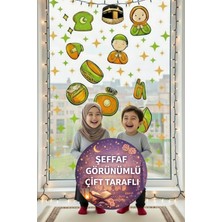 Kt Grup Hoşgeldin Ramazan Kabe ve Ramazan Figürleri 60 Parça Şeffaf Görünümlü Çift Taraflı Cam Duvar Sticker Seti