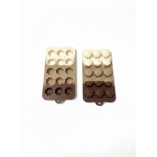 Dystopia 2 Adet Silikon Çikolata Kek Kurabiye Kalıbı 15 Bölmeli Çok Renkli