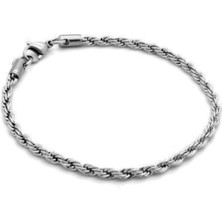 TRY Ince Burgulu Erkek Alaşım Bileklik  Gümüş Renk