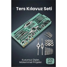 Butik 20 Parça Profesyonel Metrik Ters Kılavuz ve Pafta Seti M3-M12 - Hassas Diş Açma ve Onarım Takımı