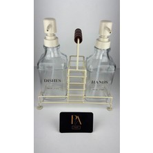 Palpe 2li Standlı Mutfak Set Cam Sıvı Sabunluk Süngerlik Tezgah Üstü Bulaşıklık Şık Dekoratif 500ML