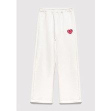 Mavi Kalp Baskılı Ekru Eşofman Altı 7010044-70057