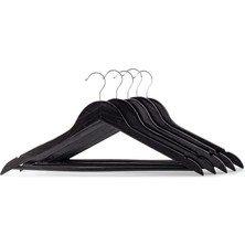 808 Studio Siyah Ahşap Elbise Kıyafet Askısı 1.kalite Boyalı Italyan Ahşap Siyah Askı 5 Adet