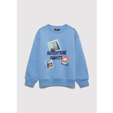 Mavi Adventure Awaits Baskılı Mavi Sweatshirt 6S10146-70724
