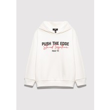 Mavi Stand Together Baskılı Kapüşonlu Ekru Sweatshirt 6S10181-70057