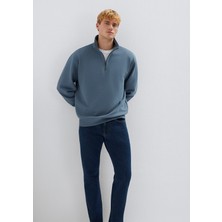 Mavi Yarı Fermuarlı Mavi Basic Sweatshirt 0S10419-80889