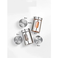 Dystopia Cam+Çelik Tuzluk Biberlik Karabiberlik 3 Farklı Delikli 5 Li Set