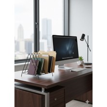 Metal Üçgen Masa Üstü Organizer - Kitap, Dergi ve Dosya Tutucu - Gold / Siyah / Bakır