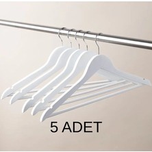 808 Studio Beyaz Ahşap Askı 5 Adet – Elbise & Gömlek Askısı