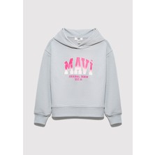 Mavi Mavi Logo Baskılı Kapüşonlu Gri Sweatshirt 7S10179-70075