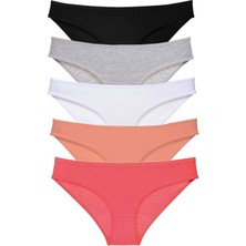 Haye Collection 5 Adet Süper Eko Set Likralı Kadın Slip Külot Siyah Gri Beyaz Pudra Fuşya