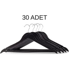 808 Studio Siyah Ahşap Elbise Kıyafet Askısı 1.kalite Boyalı Italyan Ahşap Siyah Askı 30 Adet
