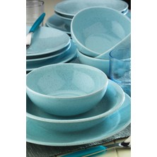 Kütahya Porselen Bone Naturaceram Harlek Granül 24 Parça 6 Kişilik Turkuaz Yemek Seti