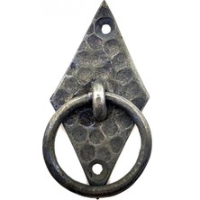 Karahanbey Antika Tarz Dekoratif Pirinç Dik Baklava Halka , Mobilya Kulbu - 82X41 Mm, Oksit