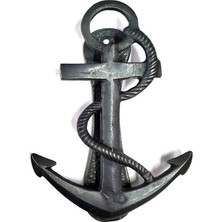 Karahanbey Antika Tarz Dekoratif Pirinç Halatlı, Çapa, Denizci, Gemici Kapı Tokmağı, Taktak - 170X60MM, Oksit