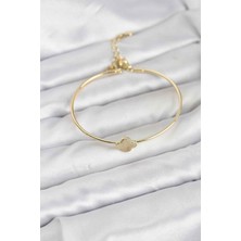 Pazarcan Yonca Model Gold Renk Kadın Bileklik