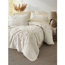 LTG Nova Nakışlı Çift Kişilik Saten Nev Takımı Blade Bej