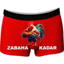 Onudabunuda Baskılı Erkek Boxer Zabaha Kadar Desenli Komik Eğlenceli Pamuklu Rahat Kesim Kırmızı Siyah