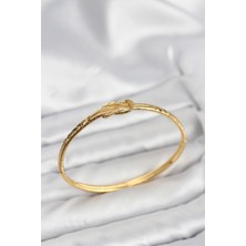 Pazarcan Pirinç Gold Renk Düğüm Model Kadın Kelepçe Bileklik