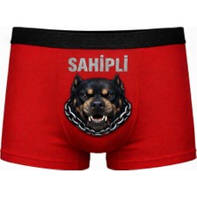 Onudabunuda Baskılı Erkek Boxer Sahipli Desenli Komik Eğlenceli Pamuklu Rahat Kesim Kırmızı Siyah