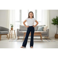 Ispanyol Paça Düz Renk Viskos Kız Çocuk Tayt - RYZ119 - Lacivert - 3 - 4 Yaş Lacivert