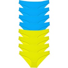 Haye Collection 8 Adet Süper Eko Set Likralı Kadın Slip Külot Sarı Mavi