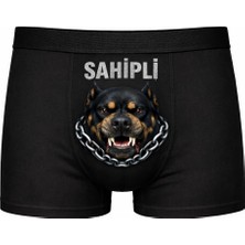 Onudabunuda Baskılı Erkek Boxer Sahipli Desenli Komik Eğlenceli Pamuklu Rahat Kesim Kırmızı Siyah