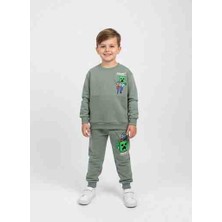 Pini Co Minecraft Baskılı Erkek Çocuk Eşofman Takımı – Sırt Detaylı, Uzun Kollu