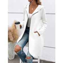 Tiana Kadın Uzun Kollu Kapşonlu Önden Fermuarlı Midi Dalgıç Ceket