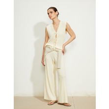 Lc Waikiki Yeni Sezon Beli Lastikli Dokulu Kadın Triko Pantolon