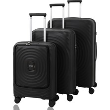 Mçs Baggaj Ithal Polipropilen Kırılmaz (Kabin Boy Laptop Bölmeli) 360C° Döner 4 Çiftli Teker 3'lü Valiz