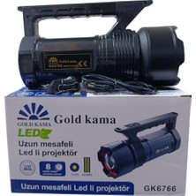 Gold Kama GK-6766 Uzun Mesafeli LED El Feneri | 20W – 2000 Lümen – Zoomlu – Type-C Şarjlı