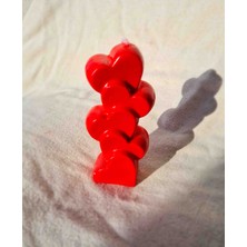 Dust Candle Studio Sevgililer Günü Koleksiyonu Üst Üste Kalp Figürlü Dekoratif Mum