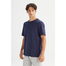 Lee %100 Pamuk Regular Fit Normal Kesim Bisiklet Yaka Lacivert Basic Tişört