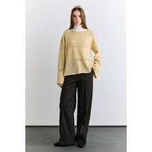 Manuka Ajur Örgü Triko Kazak Sarı