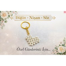 Crystal Atelier İnci Kalp Anahtarlık 15 Adet - Bride To Be Bekarlığa Veda, Kına Gecesi ve Parti Hediyeliği